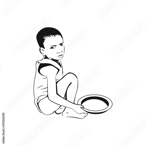 A child begging for food.