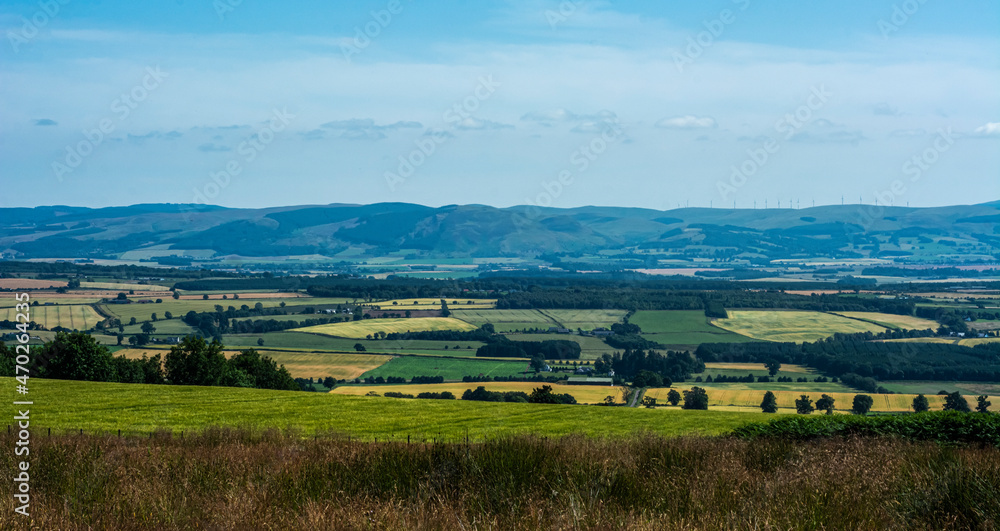 Naklejka premium landscape with mountains and meadows