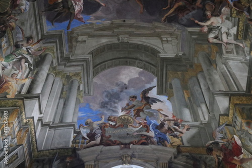 Trompe-l'oeil Ceiling Painting Detail at the Sant'Ignazio di Loyola in Campo Marzio Church in Rome, Italy photo