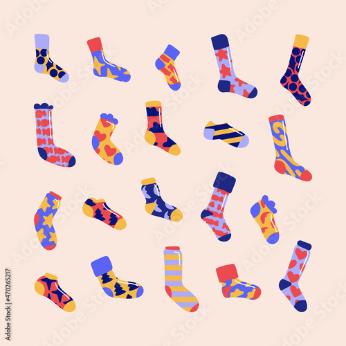 Set of colorful winter socks