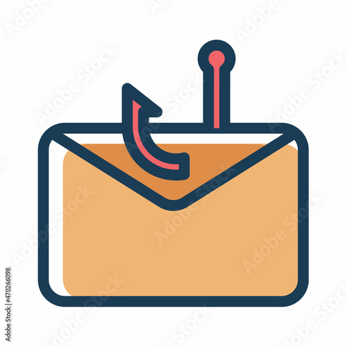 phishing email scam malware bait single isolated icon with dash or dashed line style