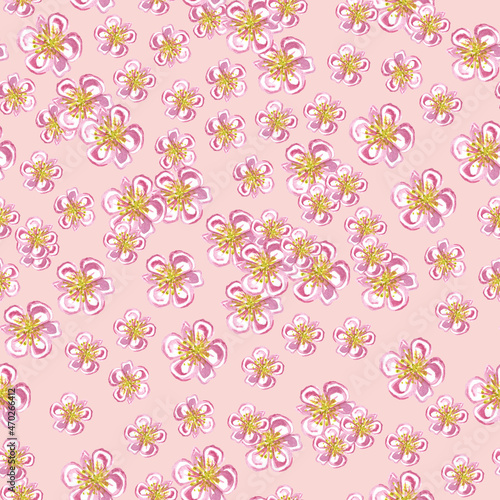 Plum flowers watercolor pattern