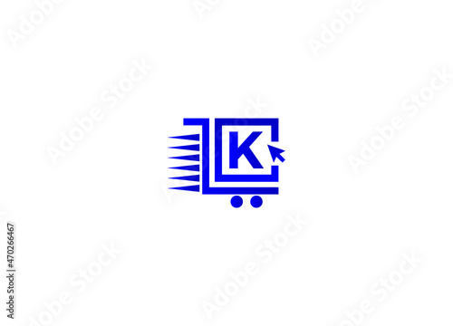 Online shopping logo. K letter logo. Online shop logo