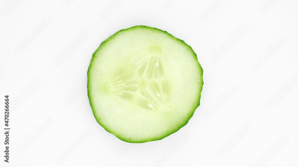 Cucumber top view on white background. Healthy food concept