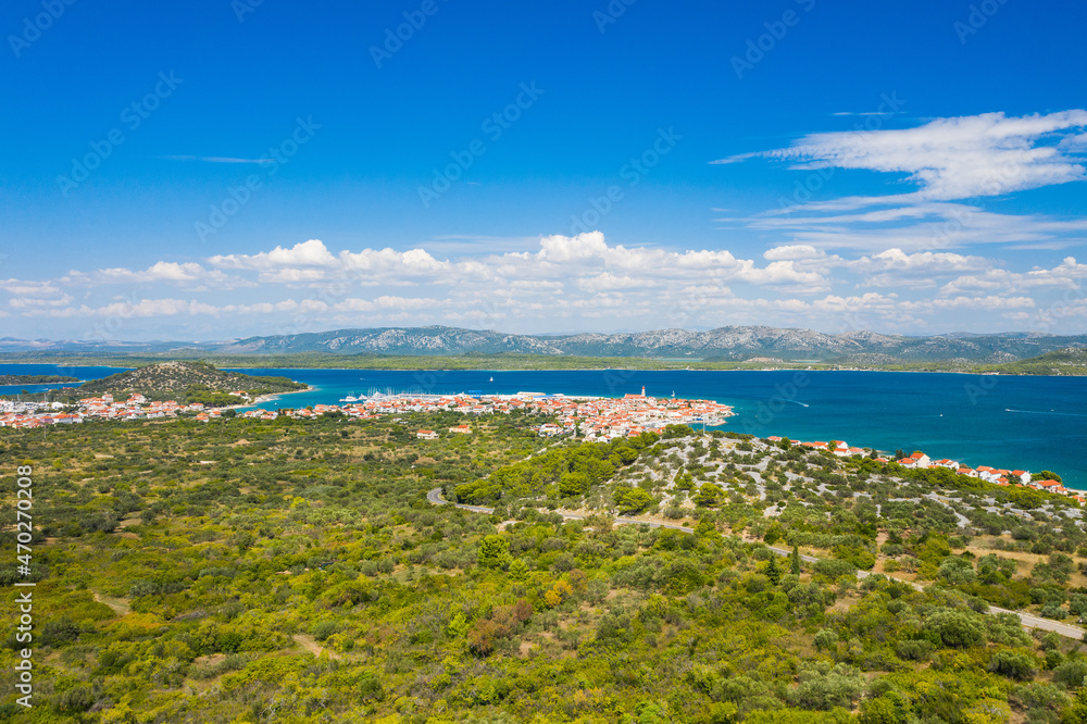 Aerial view od town of Betina on the island of Murter, Dalmatia, Croatia
