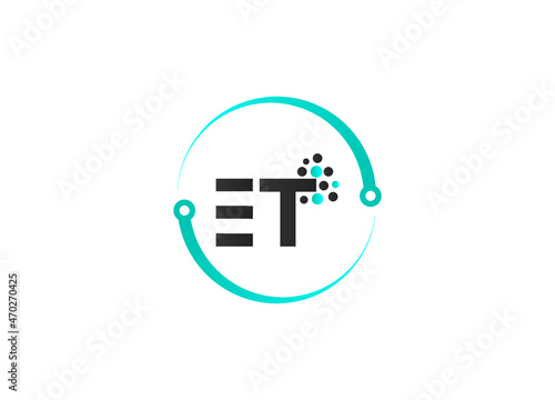 Initial based clean and minimal Logo. ET E T letter creative technology monogram icon symbol and vector design