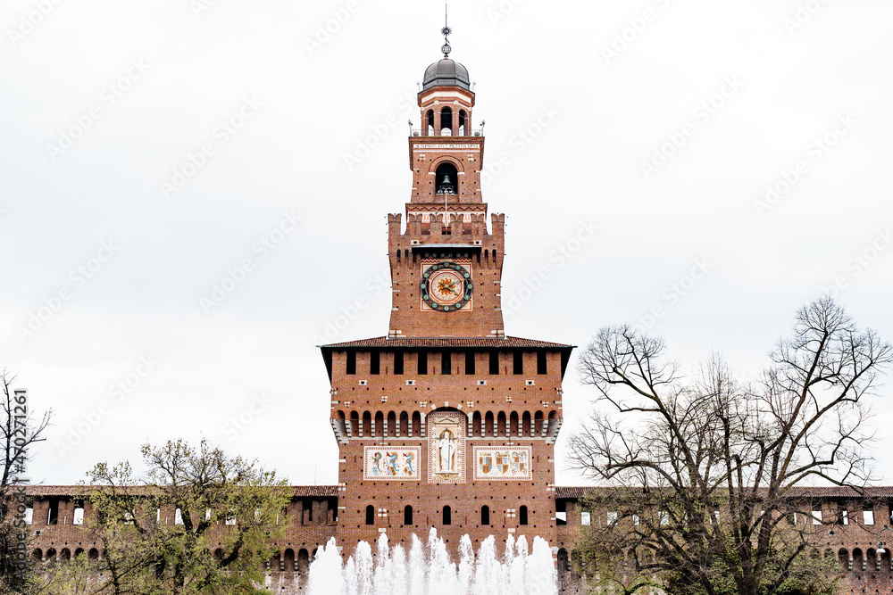 High tower of Castello Sforzesco. Milan, Italy