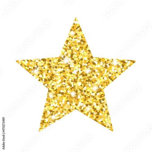 Gold glitter decoration star on white background. Vector