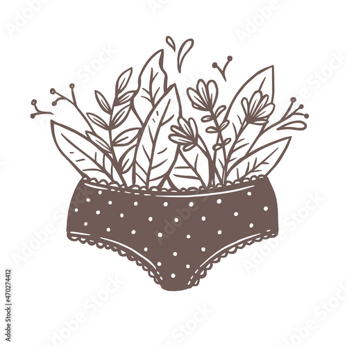 Vector girl underwear. Gynecology and woman health creative concept