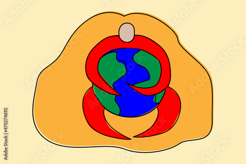 A girl holding a planet. Ecology, save the planet, zero waste concept. 
