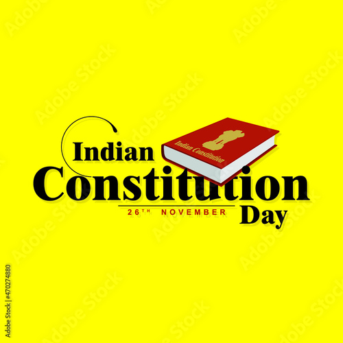Creative Banner Design for Indian Constitution Day, 26 November. Editable Illustration of Law Book.
