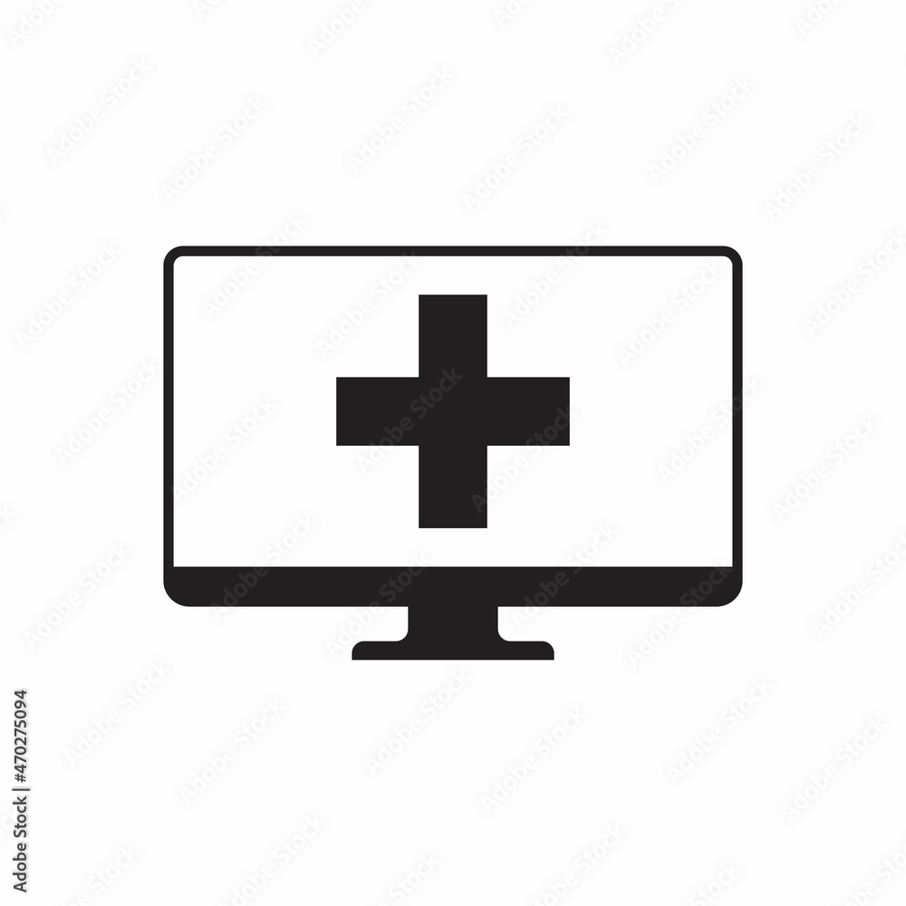 computer and medical cross, medical site. simple icon computer and medical cross, medical site. simple icon