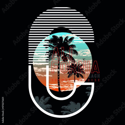 summer holiday california beach vector nature,poster, t shirt design illustration