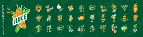 A set of vector Juice logos on a green background
