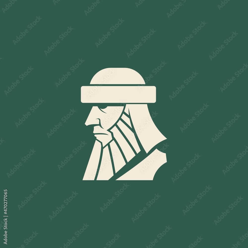 bearded man's head simple logo. vector illustration for business logo or icon