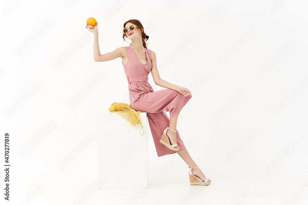pretty woman in pink dress decoration posing model pretty woman in pink dress decoration posing model