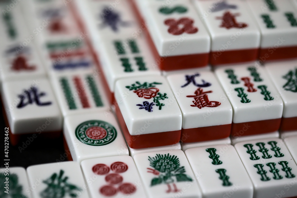 Red Mahjong Tiles Stock Photo | Adobe Stock