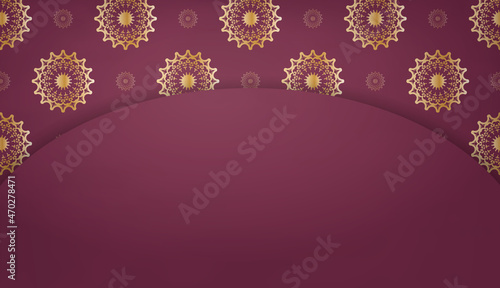 Burgundy background with indian gold pattern for design under your text