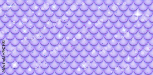 Holographic background with mermaid scales, magic stars and bubbles. A pattern with a mermaid's tail on a gradient. Marine underwater pattern. Vector