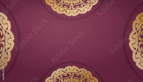 Burgundy background with luxurious gold ornaments and space for your logo or text