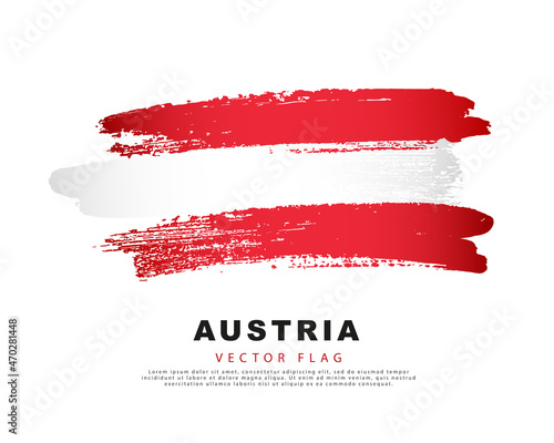 Austria flag. Hand drawn red and white brush strokes. Vector illustration isolated on white background.