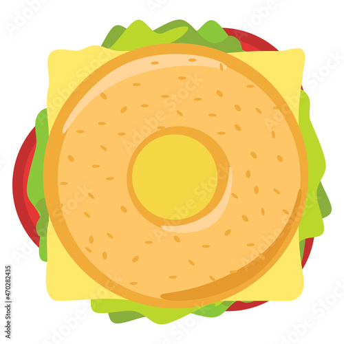 bagel sandwith from top view