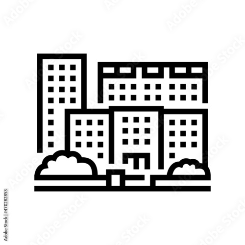 residential complex apartment building line icon vector. residential complex apartment building sign. isolated contour symbol black illustration