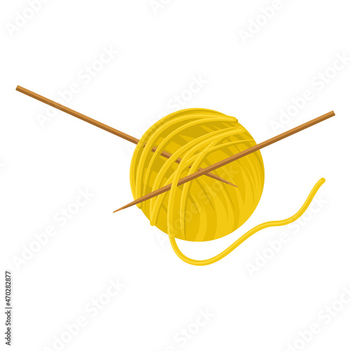 wool thread ball and knit wood needle