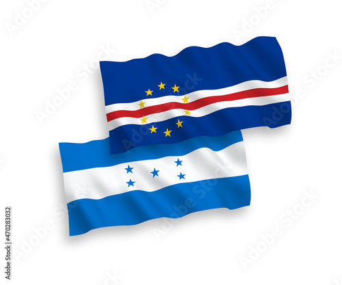 National vector fabric wave flags of Republic of Cabo Verde and Honduras isolated on white background. 1 to 2 proportion. Free Download National vector fabric wave flags of Republic of Cabo Verde and Honduras isolated on white background. 1 to 2 proportion. - GFXLoad