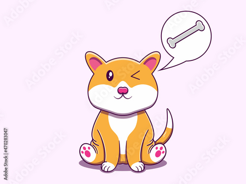 Cute dog character vector cartoon icon illustration