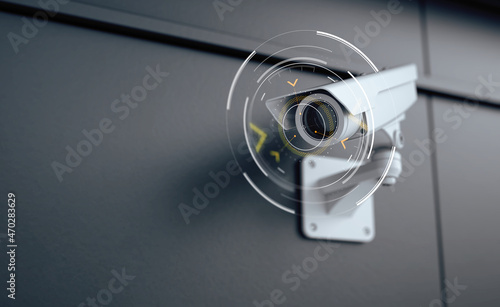 Outdoor Security camera. CCTV, secure, monitoring concept. 3d rendering photo