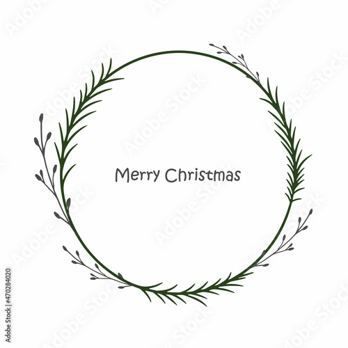 Fototapeta Naklejka Na Ścianę i Meble -  wire frame vector. Christmas round wreath. Hand drawing. Merry Christmas. background with frame