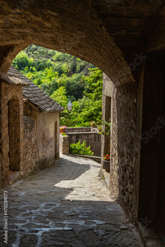 Stone houses of the medieval village of Mura, Barcelona (Spain)