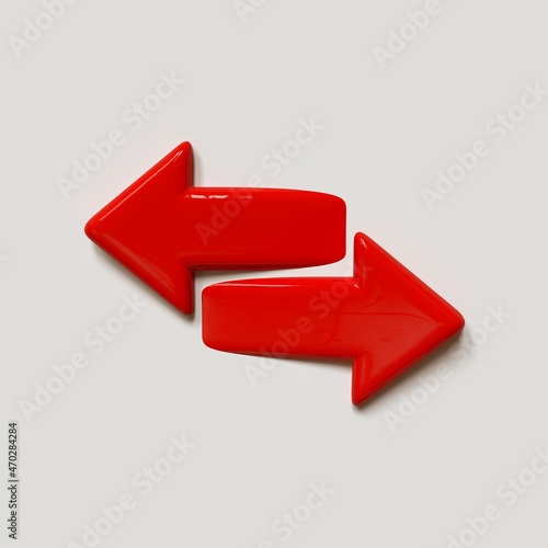 Transfer arrows outline icon. Left right arrows simple line icon. 3d illustration