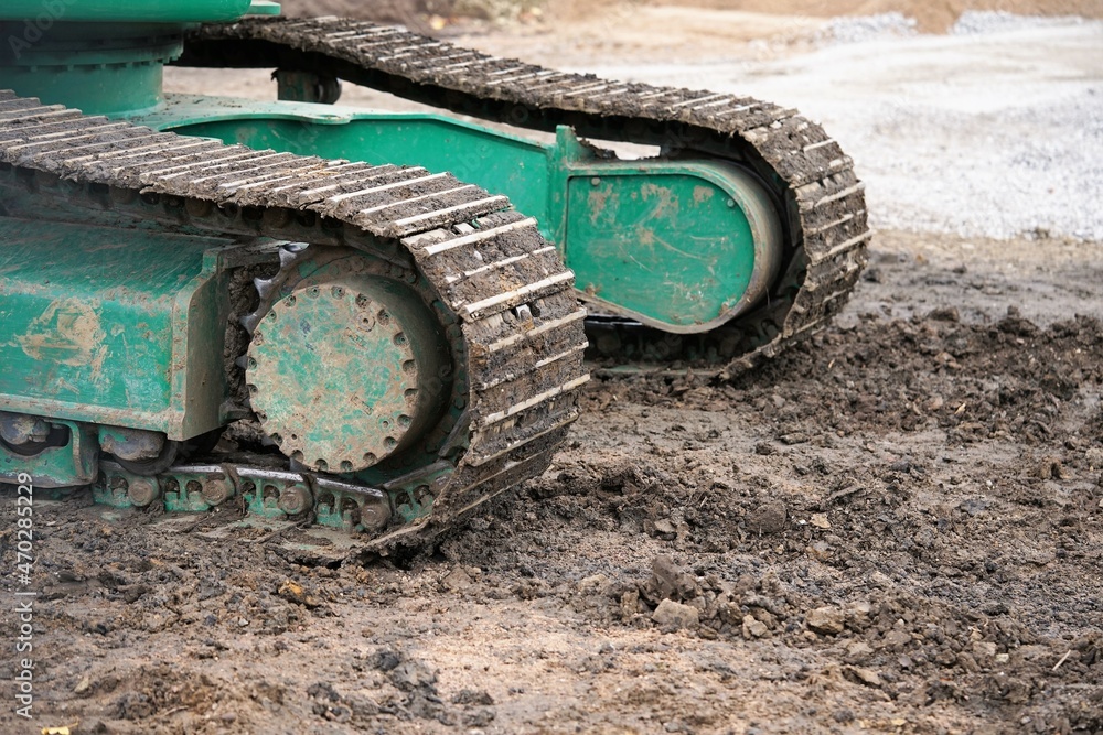 grüne Raupe Fahrzeug, Baustellenfahrzeug grüne Raupe Fahrzeug, Baustellenfahrzeug