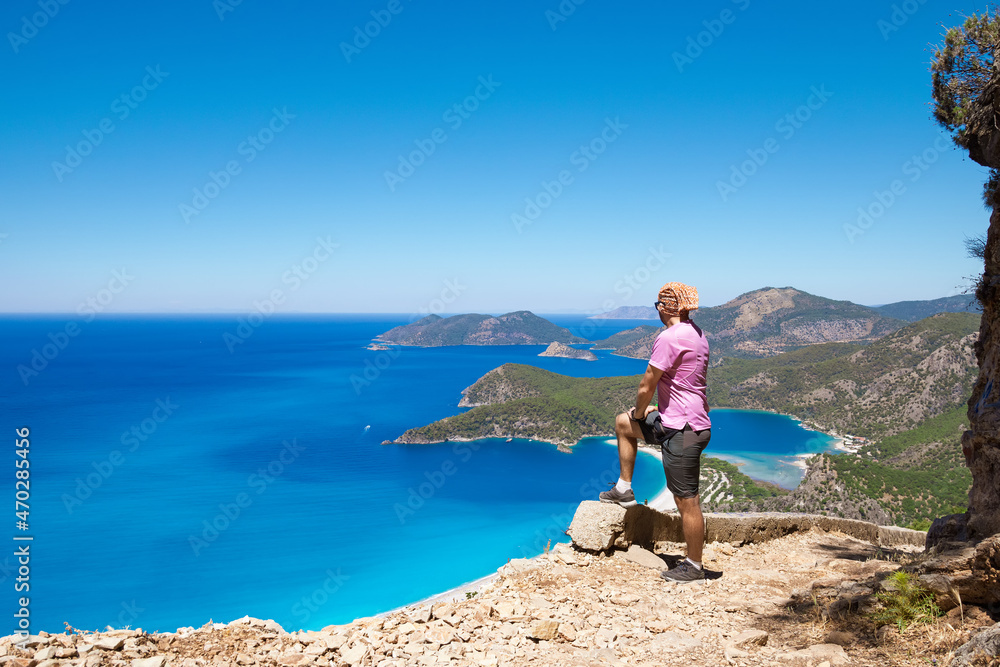 oludeniz lagoon in sea landscape view of beach, Turkey