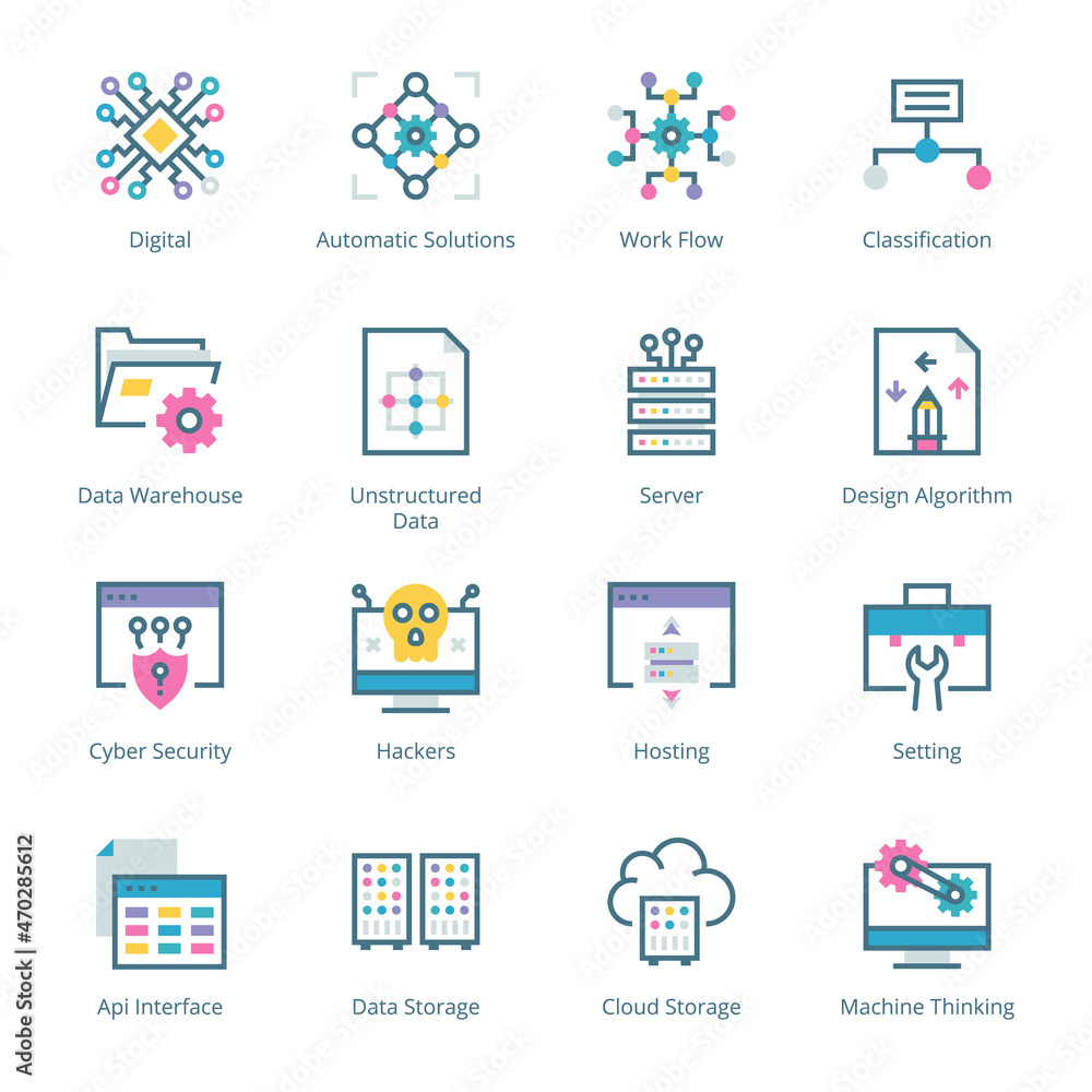 Data Science filled line Icons - stroke, vector Data Science filled line Icons - stroke, vector