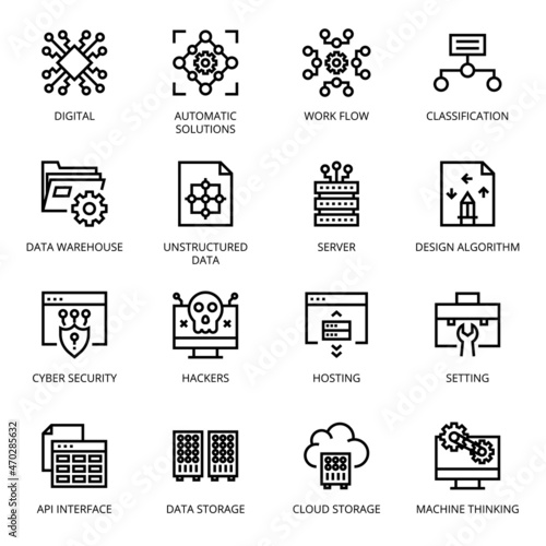Data Science outline Icons - stroke, vector