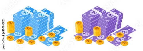 New Taiwan Dollar Money Bundle and Coins photo
