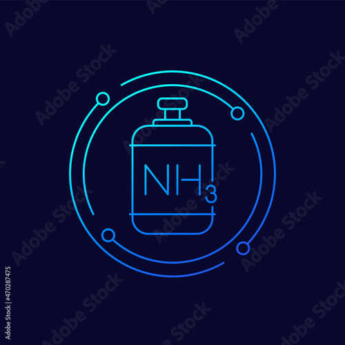 NH3 gas tank, ammonia line vector icon