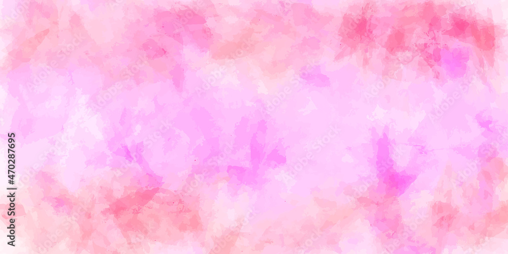 Hand painted pink watercolor background with abstract fringe and bleed paint drips and drops, brush painted pink grunge paper texture design
