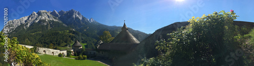 Panoramic view of an old building in the Berchtesgaden alps