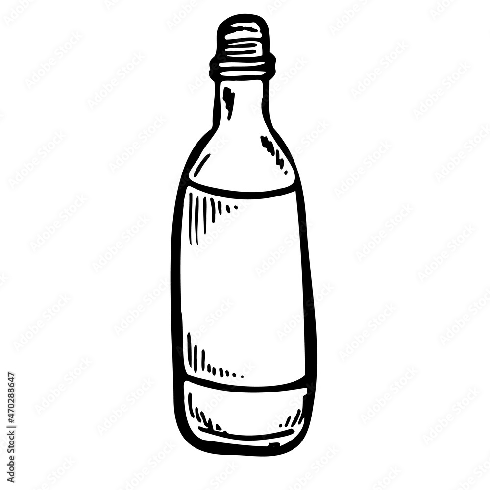 Doodle wine or oil bottle isolated on white background. Simple icon Doodle wine or oil bottle isolated on white background. Simple icon