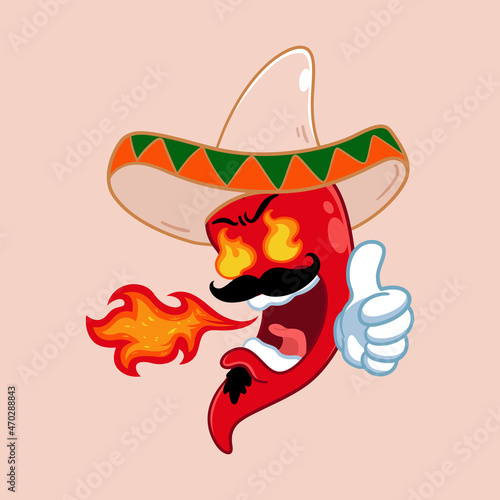 illustration vector graphic of hot chili mascot 2