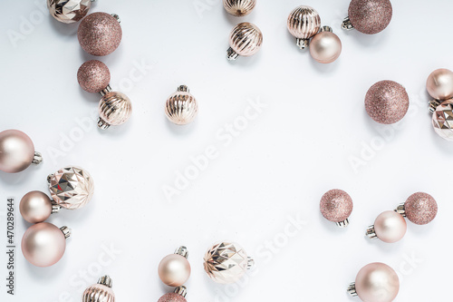 Wallpaper Mural Beautiful golden decorative balls on a white background. Top view, flat lay. Torontodigital.ca