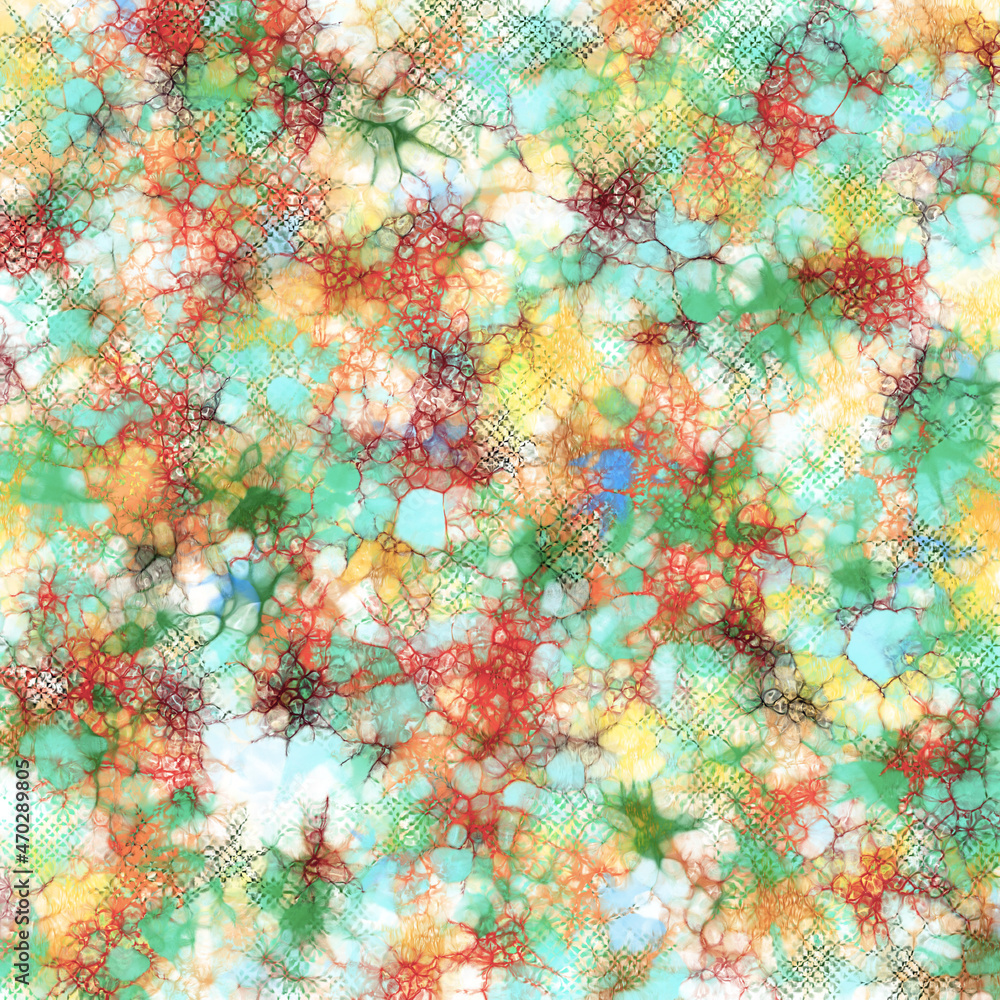 Abstract multicolored pattern with different brush strokes. Marbel imitation.