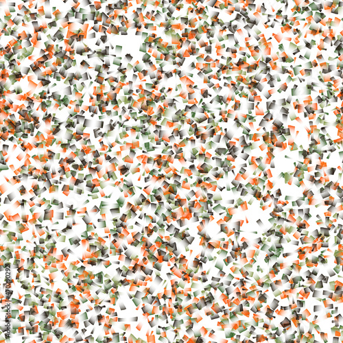 Abstract green, orange and black chaotic transparent brush strokes, rectangle shape. Seamless pattern
