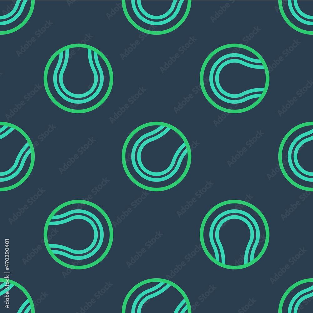 Line Tennis ball icon isolated seamless pattern on blue background. Sport equipment. Vector Line Tennis ball icon isolated seamless pattern on blue background. Sport equipment. Vector