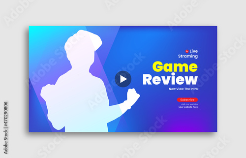 Game review youtube thumbnail design, virtual world web banner design.