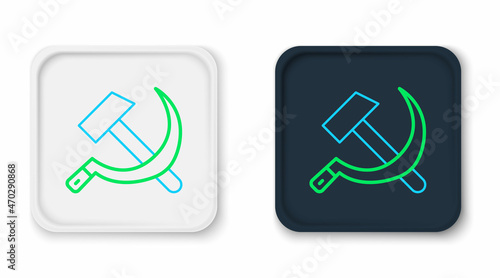 Line Hammer and sickle USSR icon isolated on white background. Symbol Soviet Union. Colorful outline concept. Vector